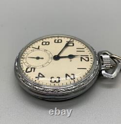 RARE ELGIN 1943 Pocket Watch RUNNING, Grade 594 Model 7 9j 16s with Display Case