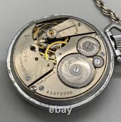 RARE ELGIN 1943 Pocket Watch RUNNING, Grade 594 Model 7 9j 16s with Display Case