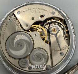 RARE ELGIN 1943 Pocket Watch RUNNING, Grade 594 Model 7 9j 16s with Display Case