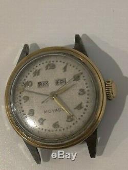 RARE MOVADO 1940's TRIPLE DATE AUTOMATIC BUMPER WATCH FOR PARTS OR REPAIR
