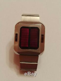 RARE Vintage SYNCHRONAR Solar 1970s LED Digital Watch Untested for parts or fix