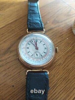 RARE WATCH Chronographe Vintage swiss hand winding trench 40MM 1930 FOR PARTS