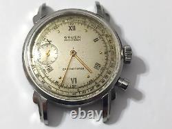 Rare 1950's S. Steel Gruen Precision Chrono-timer Cal 450 Not Working As Is