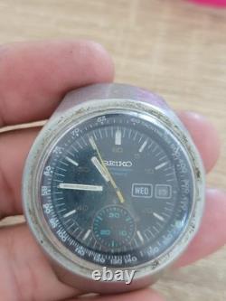 Rare 1970's Seiko Helmet Chronograph Auto 6139-7160 Watch Parts Or Repairs