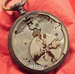 Rare Erotic Swiss Brevet 24792 Risque 8 Photographs Pocket Watch For Repairs