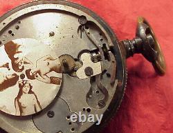 Rare Erotic Swiss Brevet 24792 Risque 8 Photographs Pocket Watch For Repairs