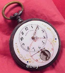 Rare Erotic Swiss Brevet 24792 Risque 8 Photographs Pocket Watch For Repairs