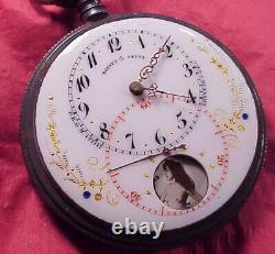 Rare Erotic Swiss Brevet 24792 Risque 8 Photographs Pocket Watch For Repairs