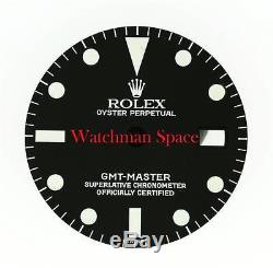 Rare! NOS! Original Men's Rolex GMT-MASTER Matt Black 1675 Service Dial S/S #D16