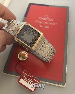 Rare New Old Stock Omega Digital Equinoxe Reverso Two Tone Watch With Bracelet