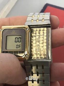 Rare New Old Stock Omega Digital Equinoxe Reverso Two Tone Watch With Bracelet