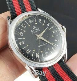 Rare Vintage 1960's Alpha Airman 24 Hour Dial Men's Manual Wind Swiss Watch