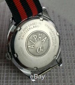 Rare Vintage 1960's Alpha Airman 24 Hour Dial Men's Manual Wind Swiss Watch