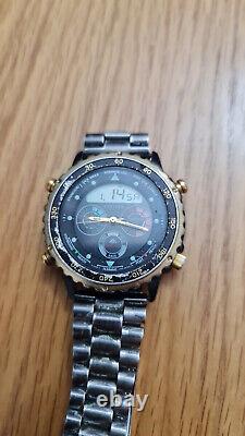 Rare Vintage Citizen C050-088409 YachtTimer Ana-Digi Watch 1981 Japan is running