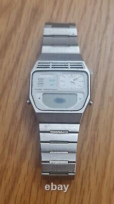 Rare Vintage Seiko h239-500B White Dial Ana-Digi Alarm Chrono Watch Japan 1981