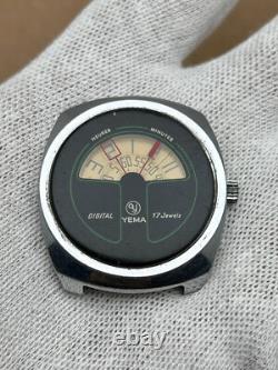 Rare Vintage Yema Digital Jump Hour 36801 Manual 17 Jewels Men's Watch for Parts