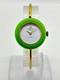 Read GUCCI 11/12.2 Change Bezel Watch Gold Green Dial Not tested For Parts