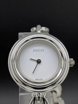 Read GUCCI 11/12.2 Change Bezel Watch Silver Dial Not tested For Parts