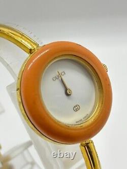 Read GUCCI 11/12 Change Bezel Watch White Dial metal Not tested For Parts