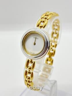 Read GUCCI Change Bezel 1100-L Watch Gold Dial Womens For Parts