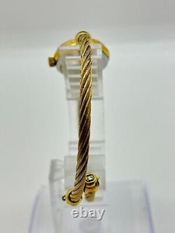 Read Gucci 2047L Gold Dial Gold Cable Bangle Watch Not tested For Parts F/S