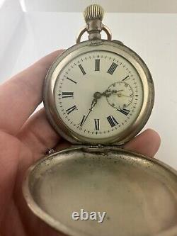 Remontier Vintage Antique Watch Silver With Gold 14 K For Parts