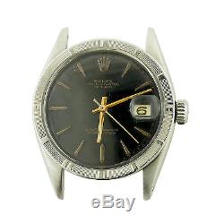 Rolex 6535 Datejust 1972 Black Dial S. S. Head Watch For Parts Or Repairs