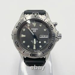 SEIKO AGS Diver Watch 5M23-6A60 Japan Vintage Silver Black Not Working 601