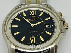 Seiko Men's Watch 5M62-0CJ0 Kinetic 6 Jewels 39mm Doesn't Work Broken FOR PARTS