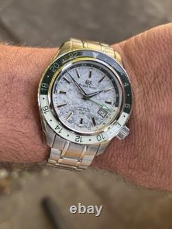 Seiko NH34 GMT Mod Watch 44mm Snowflake Dial Automatic DAMAGED Sapphire Bezel