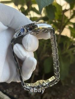 Seiko NH34 GMT Mod Watch 44mm Snowflake Dial Automatic DAMAGED Sapphire Bezel