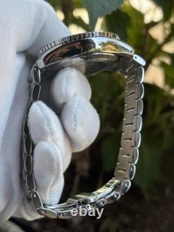 Seiko NH34 GMT Mod Watch 44mm Snowflake Dial Automatic DAMAGED Sapphire Bezel