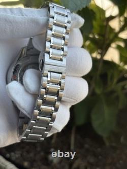 Seiko NH34 GMT Mod Watch 44mm Snowflake Dial Automatic DAMAGED Sapphire Bezel