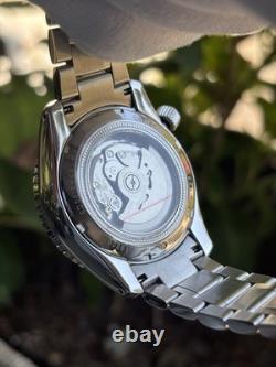 Seiko NH34 GMT Mod Watch 44mm Snowflake Dial Automatic DAMAGED Sapphire Bezel