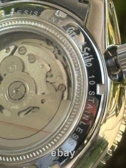 Seiko NH34 GMT Mod Watch 44mm Snowflake Dial Automatic DAMAGED Sapphire Bezel