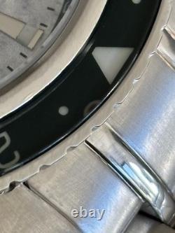 Seiko NH34 GMT Mod Watch 44mm Snowflake Dial Automatic DAMAGED Sapphire Bezel