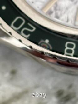 Seiko NH34 GMT Mod Watch 44mm Snowflake Dial Automatic DAMAGED Sapphire Bezel