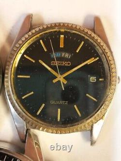 Seiko Quartz 3 Piece MIX Lots Men's Not Working Parts Purpose Vintage Watch