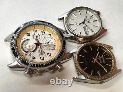 Seiko Quartz 3 Piece MIX Lots Men's Not Working Parts Purpose Vintage Watch