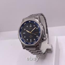 Seiko Sports SQ 150 Blue Quart Watch For Parts Repair Mens Silver Watch