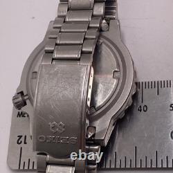 Seiko Sports SQ 150 Blue Quart Watch For Parts Repair Mens Silver Watch