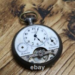 Silver Cased Hebdomas Calendar Pocket Watch for Parts or Repair (F101)
