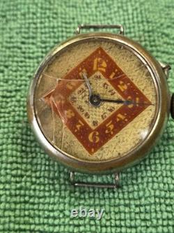 Silver Plated Adult Art Deco Trench Watch WW1 Metal No Strap For Parts/Repair
