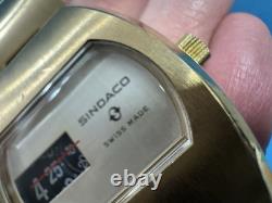 Sindaco Digital Jump Hour Manual Winding 35 X 39mm Vintage Men's Watch For Parts