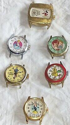 Six Vintage Bradley Disney Characters Watches for Repair/Parts