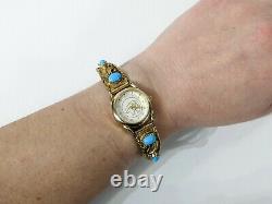 Sterling Gold Tone Navajo Richard Begay Rb Turquoise Womens Watch Not Working