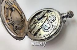 Swiss Double Dial Moon Phase Calendar Pocket Watch Signed K&M For Parts Only