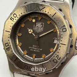 TAG Heuer Professional 3000 Silver Watch 38mm Quartz Not Working, For Repair