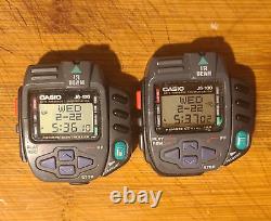 TWO CASIO JG-100 WATCH Infra Beamer Game & Remote FOR PARTS w Bonus Digi Ana