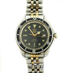 Tag Heuer Prof Diver 980.021l Black Dial Watch 2-tone Bracelet For Parts/repairs